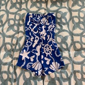 Lilly Pulitzer Royal Blue and White Romper Sz S